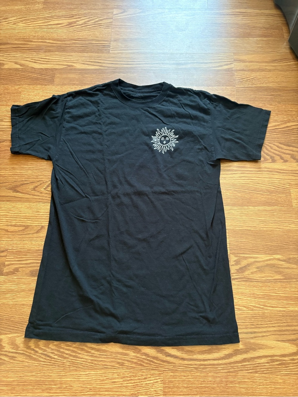 Black Short-Sleeve Tee with White celestial graphics